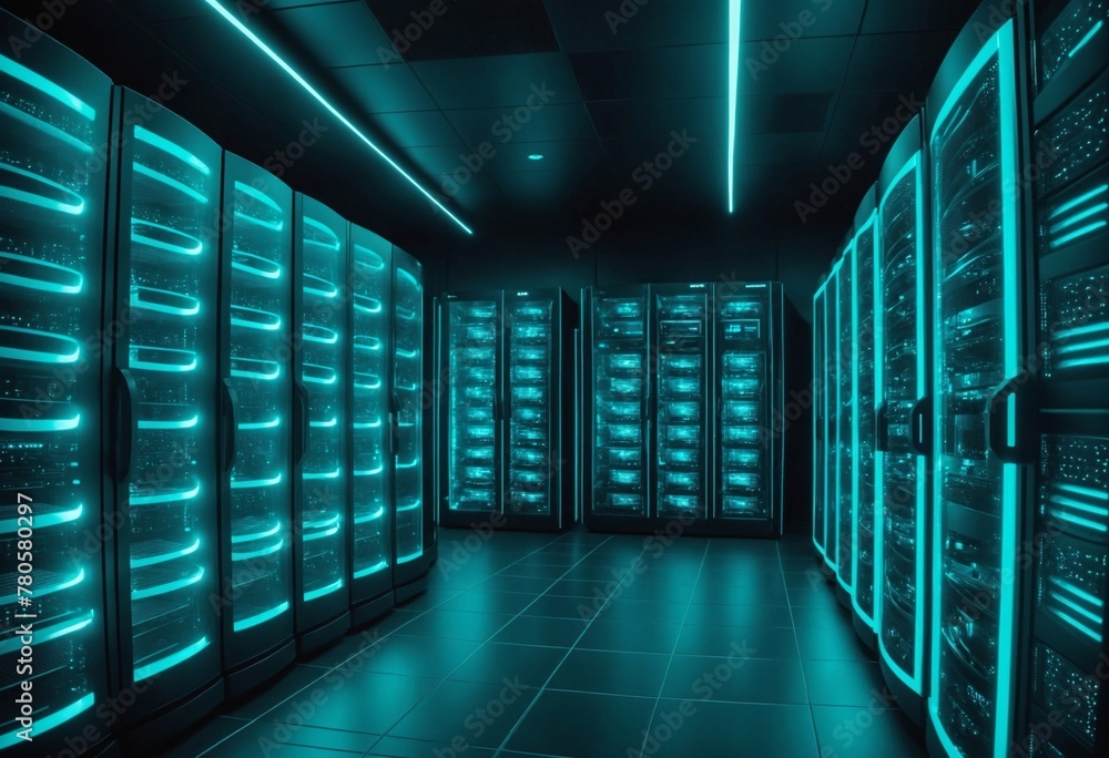 Futuristic server room design with advanced server racks for optimal 