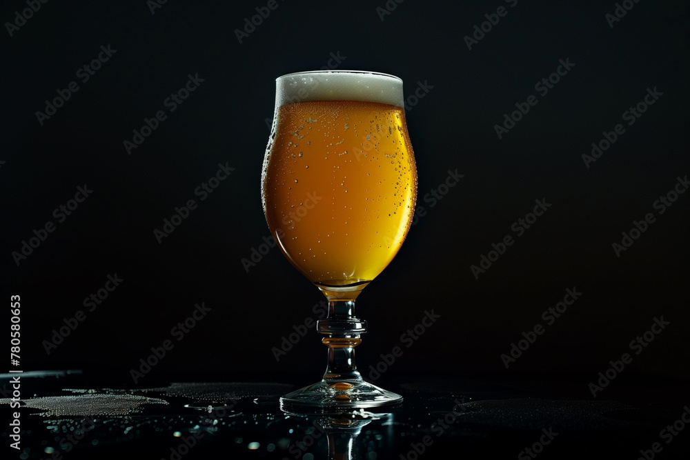 glass of beer on black background