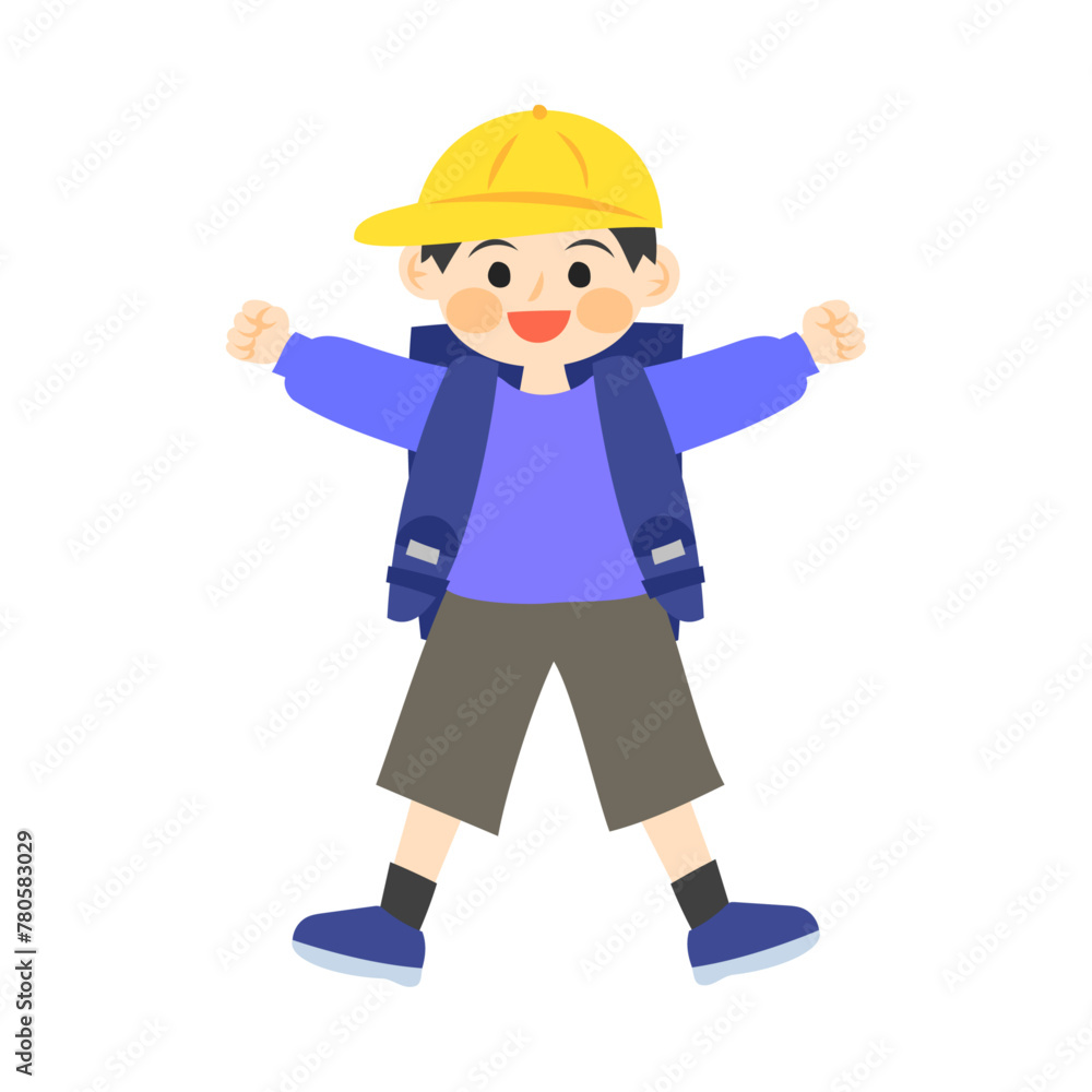黄色いキャップを被った立っている男の子。フラットなベクターイラスト。
Standing boy wearing a yellow cap. Flat vector illustration. 黄色いキャップを被った立っている男の子。フラットなベクターイラスト。
Standing boy wearing a yellow cap. Flat vector illustration.