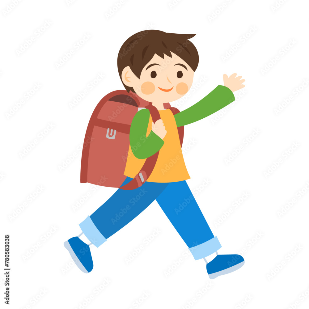 歩いている男の子。フラットなベクターイラスト。
Walking boy. Flat vector illustration.