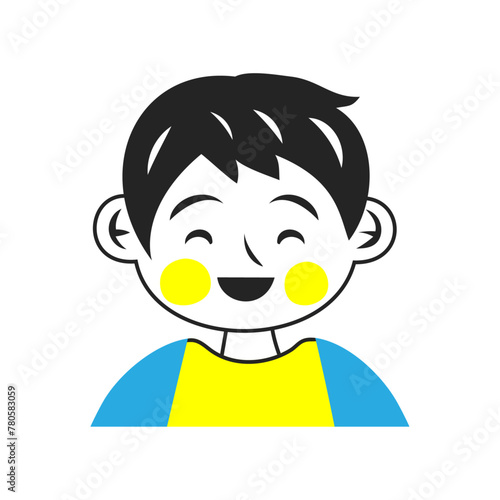 笑う男の子の顔。シンプルなベクターイラスト。
Laughing boy’s face. Simple vector illustration.