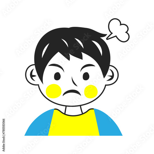 怒る男の子の顔。シンプルなベクターイラスト。
Angry boy’s face. Simple vector illustration.