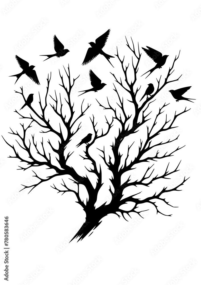 Birds on Branches SVG, Birds Svg, Bird on Tree Svg, Flock of Birds Svg ...
