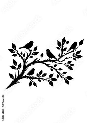 Birds SVG, Bird on Branches SVG, Feathers, Branches SVG, Birds Silhouette, Bird Cricut, Bird Clipart © helena