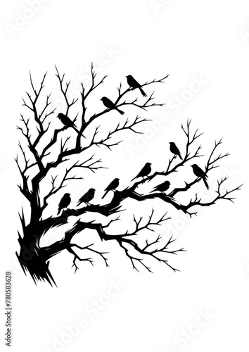 Birds SVG, Bird on Branches SVG, Feathers, Branches SVG, Birds Silhouette, Bird Cricut, Bird Clipart