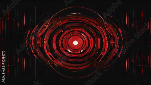 red and blue concentric Circes wrapped around each other in the form of double helix with dark gradient background with light shade of the green and white circle abstract blurry circles with lights   photo