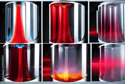 A collection of images showcasing various types of light, including infrared, wind, wave, and realistic movement of rarefied water on a humidifier. photo
