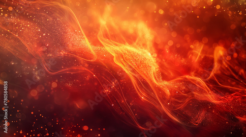 A close-up of shimmering fiery waves and particles, offering a sensation of warmth, movement, and intensity in an abstract form
