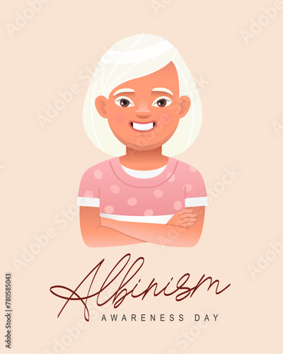 Cute little albino girl. Albinism Awareness Day is a rare non-contagious genetic inherited condition.