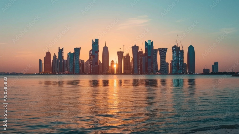 view of skyscrapers before sunset.AI generated image view of skyscrapers before sunset.AI generated image