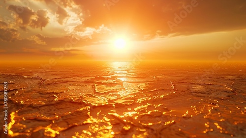 Close up of a heatwavedistorted landscape, showcasing the scorching effect of global warming, shimmering and oppressive