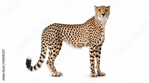 Cheetah standing in front on white background. .AI generated image