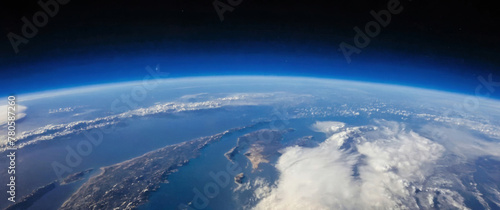 View of the earth's horizon from space. Space view of Earth universe