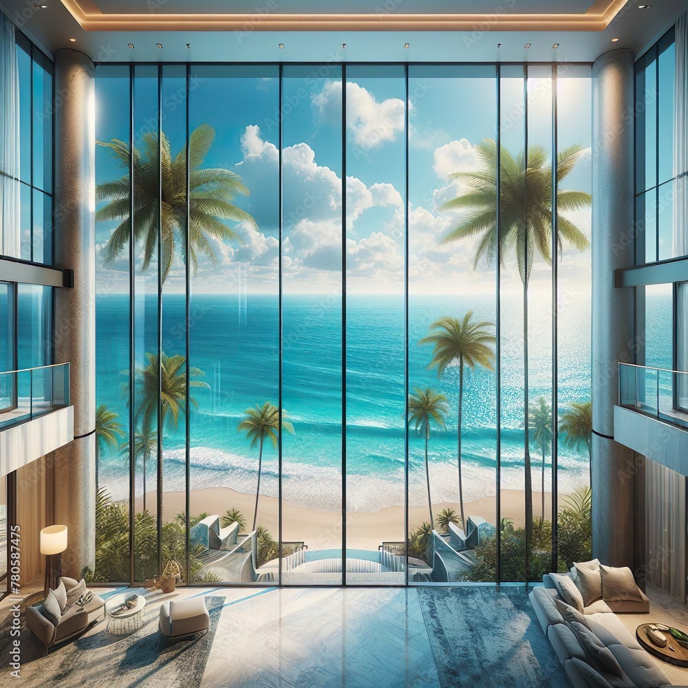 sea view from the window, generative AI
