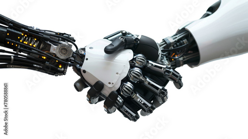 Robotic Hands in a Symbolic Handshake isolated