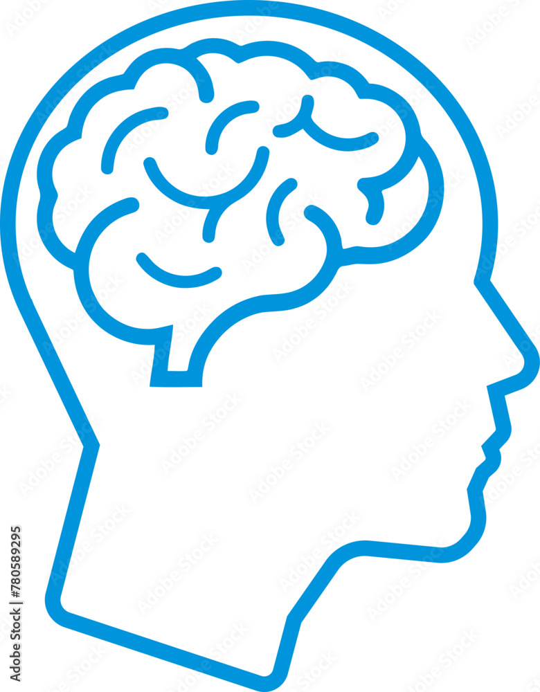 human head with brain line vector icon human head with brain line vector icon