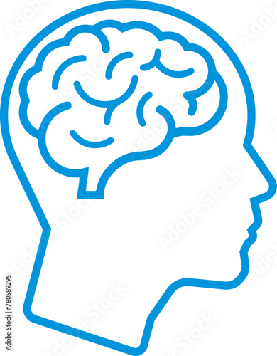 human head with brain line vector icon