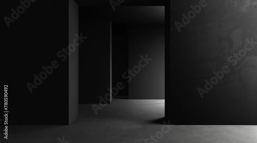 An image showcasing a dark corridor with carefully placed ambient lighting highlighting the textured walls