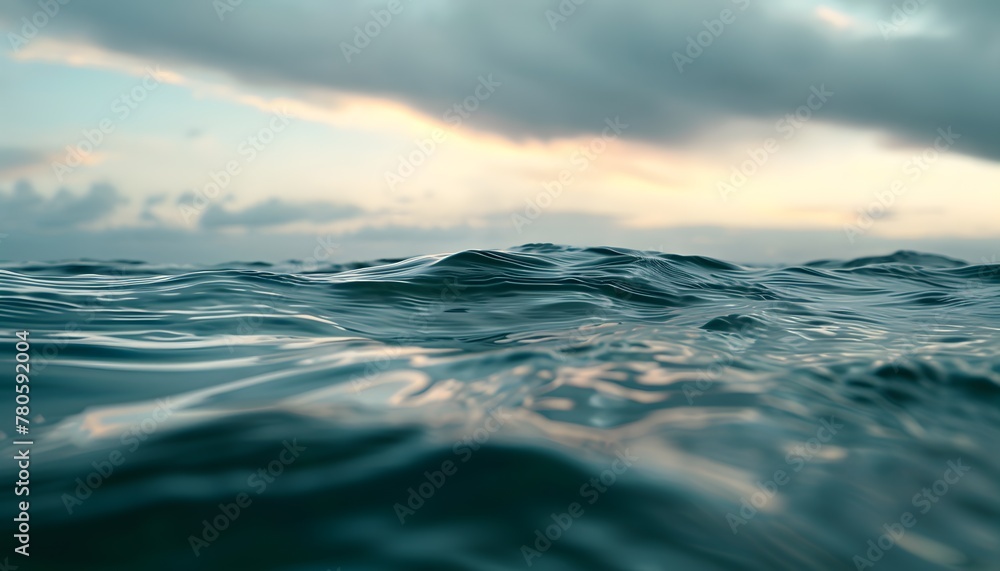 Sunset over the calm deep blue ocean with beautiful water reflections Sunset over the calm deep blue ocean with beautiful water reflections