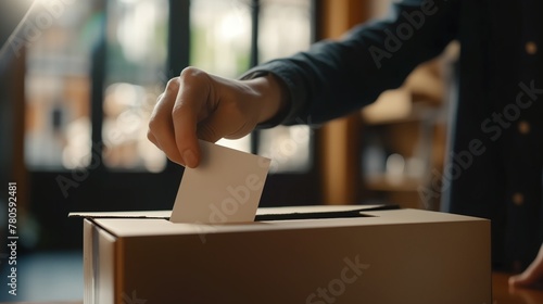 a person putting a card into a box © progressman