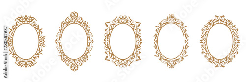 golden oval frame. full vector illustration.