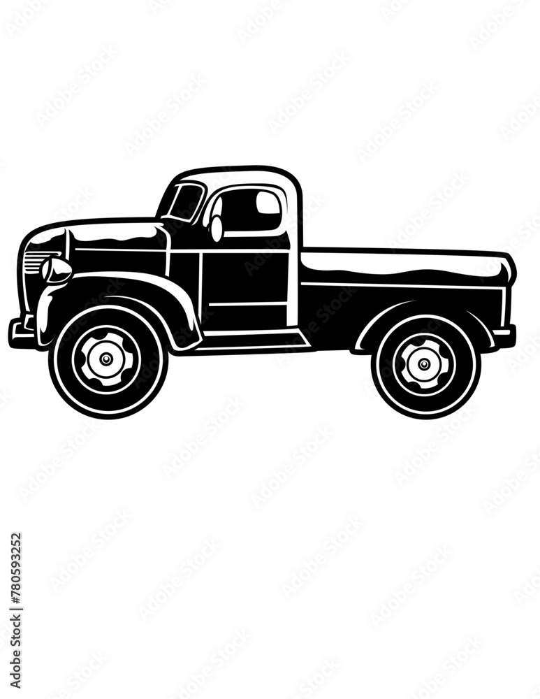 Farm Truck Illustration, Truck Driver Clipart, Farm Owner Cut File, Trucker Dad Stencil, Farm Life Shirt, Pick Up Silhouette, Truck Vector