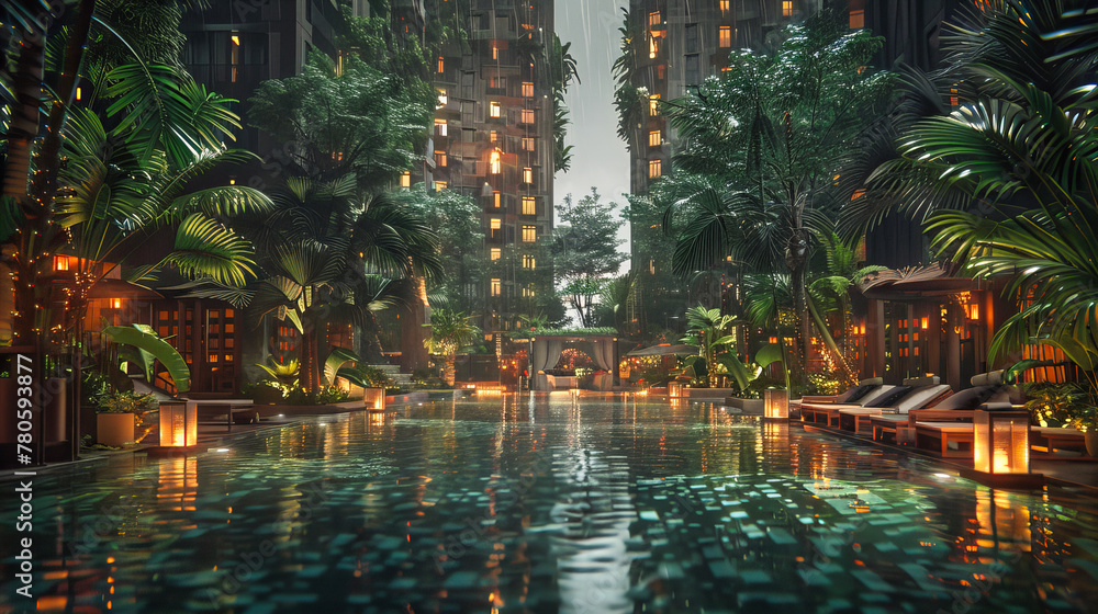 Modern Architecture Shines in City Resort, Luxury Living with a Poolside View, A Blend of Comfort and Style in Malaysia Modern Architecture Shines in City Resort, Luxury Living with a Poolside View, A Blend of Comfort and Style in Malaysia