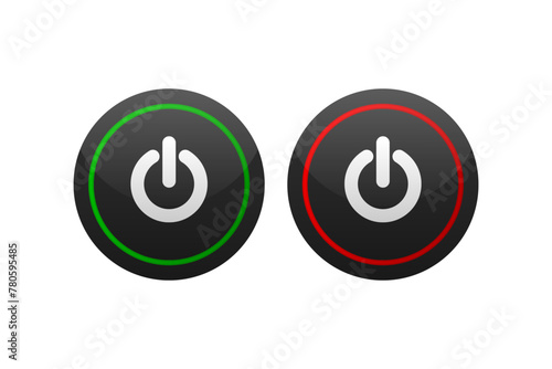 On and Off Push Button. Power switch button with turn on off. Vector illustration.