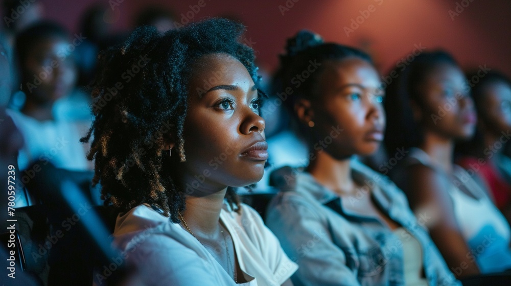 Host a film screening series featuring movies directed by women, focusing on themes of resilience, empowerment, and female solidarity ,high detailed