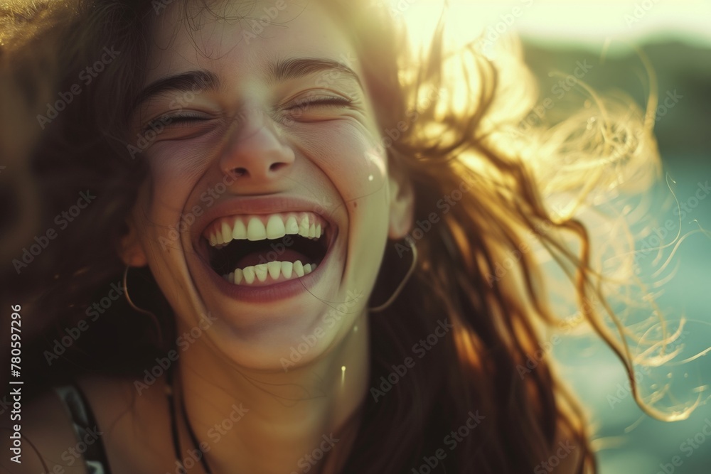 Laughing girl with a full smile
