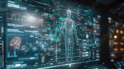 Healthcare Technology, AI diagnostics with advanced neural network visualization in medical imaging