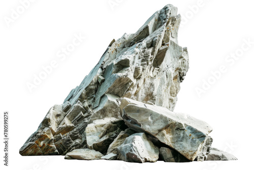 Large heavy rock stone isolated on background  flying rock in the space  natural giant boulder for decoration in garden yard.