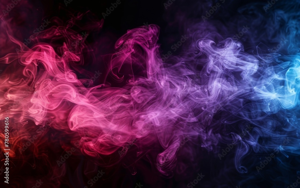 Dramatic swirls of smoke in a fusion of red and blue hues create a powerful abstract composition on a dark canvas. Dramatic swirls of smoke in a fusion of red and blue hues create a powerful abstract composition on a dark canvas.