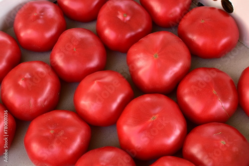 top view of tomatoes in a box © NADEZHDA RYBAK