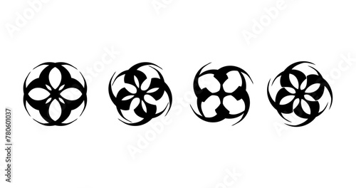 Symmetric abstract symbol vector illustration set.