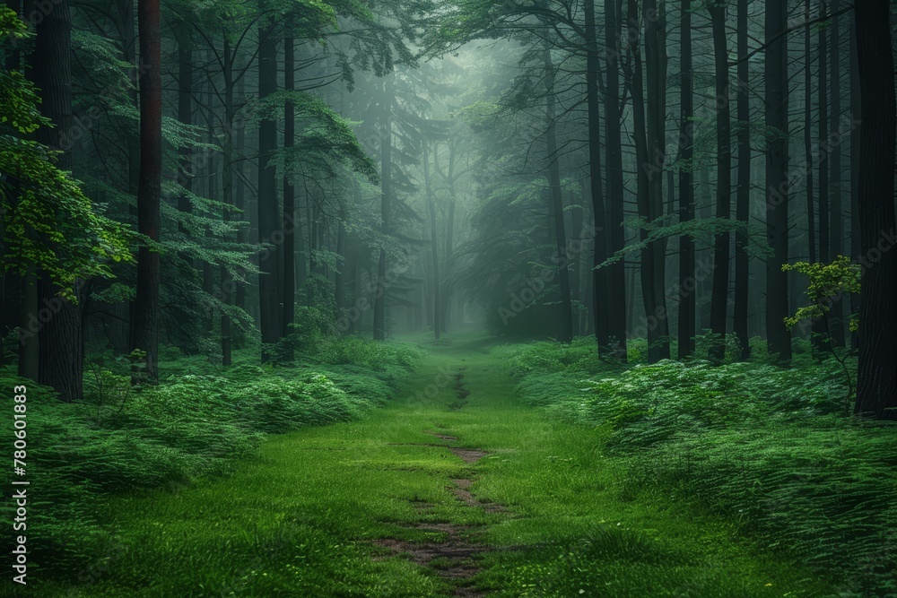Obraz premium A Path Through a Green Forest