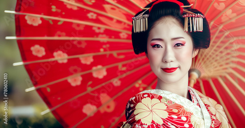 GEISHA  A MYSTERIOUS AND SENSITIVE JAPANESE BEAUTY  WITH A GLAMOROUS AND EXCITING APPEARANCE. HER EYES HIGH LIGHT THE ETHNIC DESIRE.