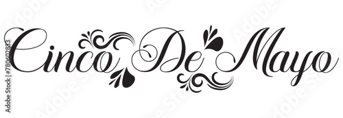 Cinco de Mayo handwritten lettering.  Vector illustration isolated on white background.