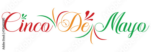 Cinco de Mayo handwritten lettering.  Vector illustration isolated on white background.