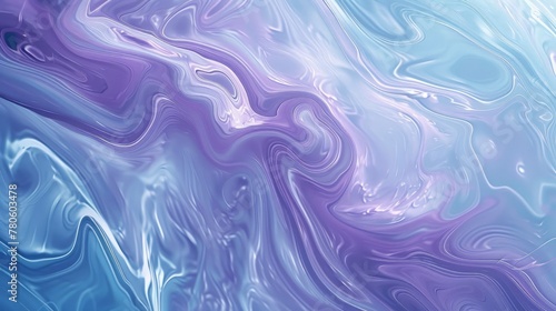 A closeup of swirling patterns in light blue and purple  resembling liquid marble textures  with fluid lines and delicate swirls creating an abstract background for design