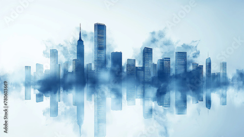City background architectural with drawings of modern for use web  magazine or poster vector design.