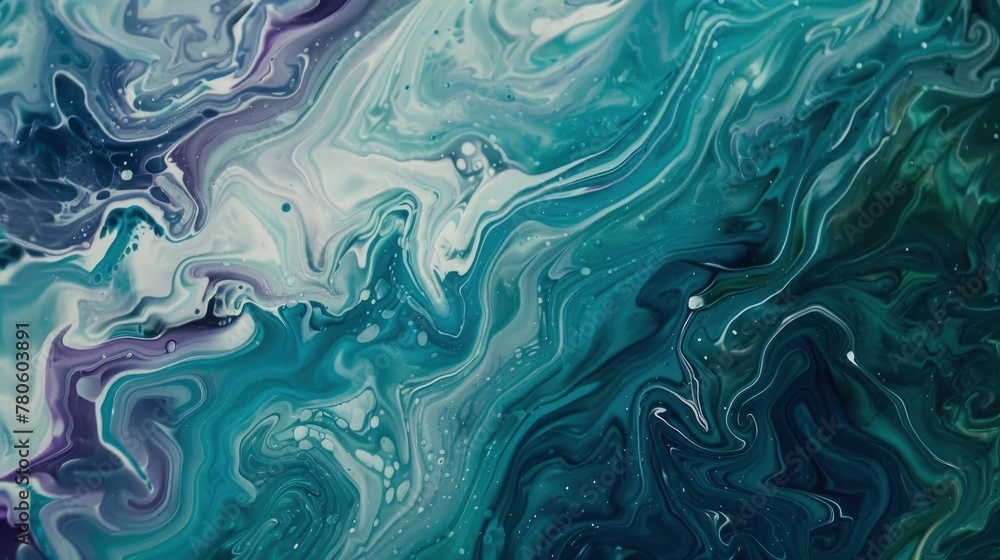 A closeup of the surface texture of oil slicks on water, with swirling patterns and colors resembling marbleized swirls in shade