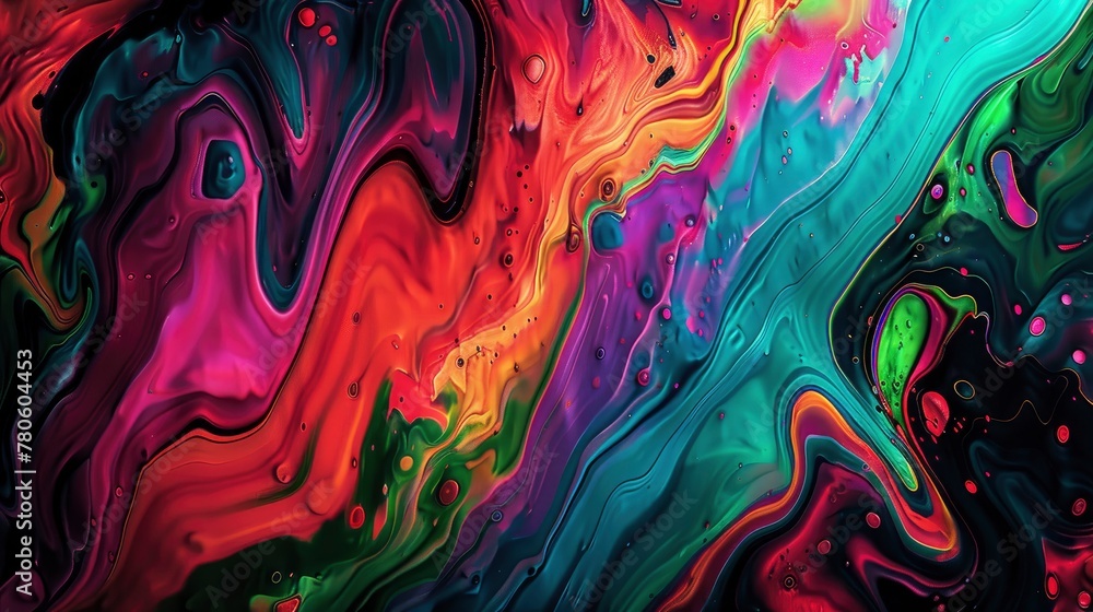 A digital art piece featuring an abstract background with swirling patterns of vibrant colors, reminiscent of psychedelic artwork and liquid paint splashes A digital art piece featuring an abstract background with swirling patterns of vibrant colors, reminiscent of psychedelic artwork and liquid paint splashes