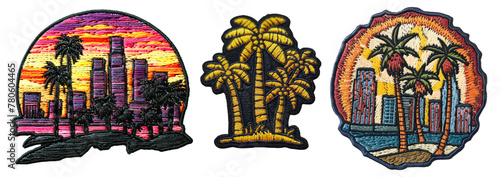 Travel, california embroidered patch badge set on transparent background 