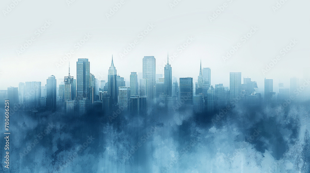 Abstract city building skyline - horizontal web banner background.