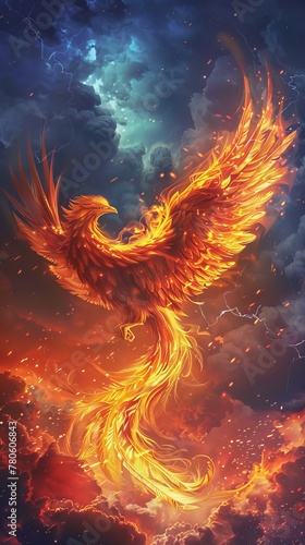 With each dawn  the phoenix is reborn  its fiery plumage casting a warm glow  an eternal promise of renewal and hope hyper realistic