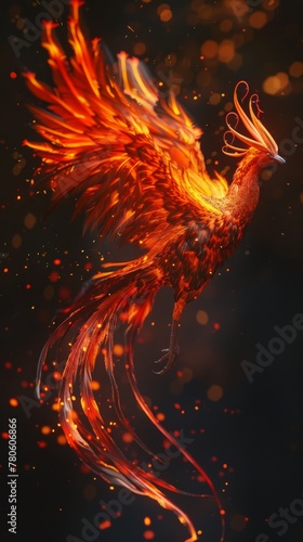 With each dawn, the phoenix is reborn, its fiery plumage casting a warm glow, an eternal promise of renewal and hope hyper realistic