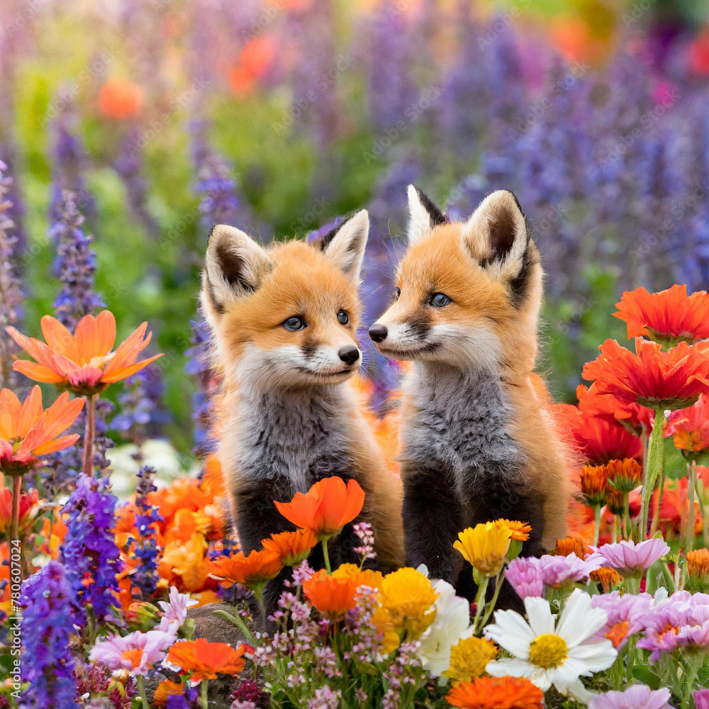 Fototapeta premium red fox in the garden