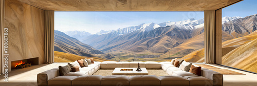 Panoramic Mountain Landscape in Pakistan, Featuring Majestic Peaks and the Historic Silk Road for Adventure Seekers photo