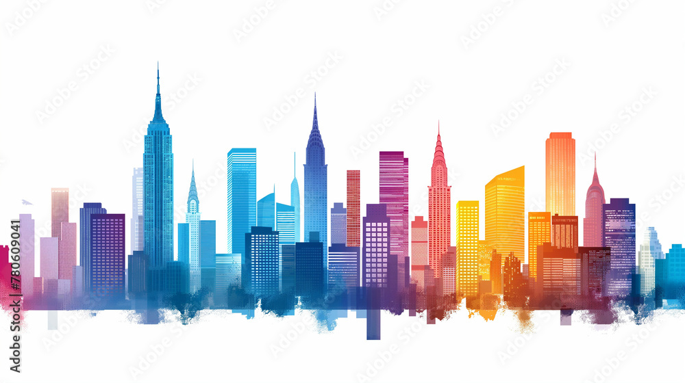 Simplicity modern cityscape skyline on white background. Vector illustration.